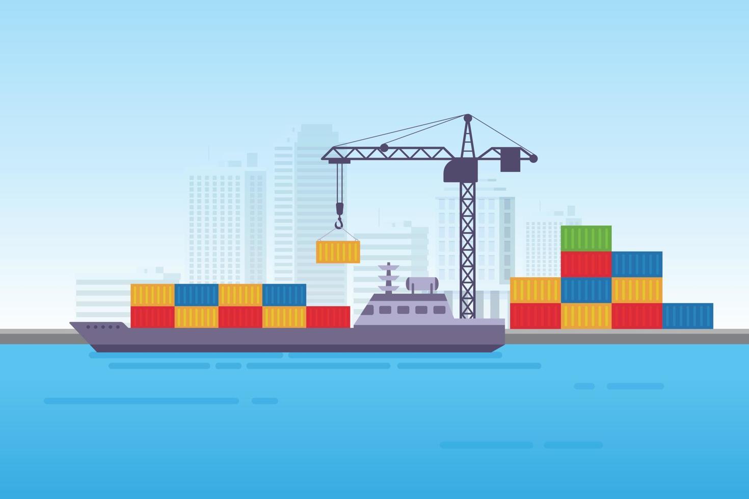 Illustration vectorielle de conteneur de logistique de fret maritime de fret maritime industriel vecteur
