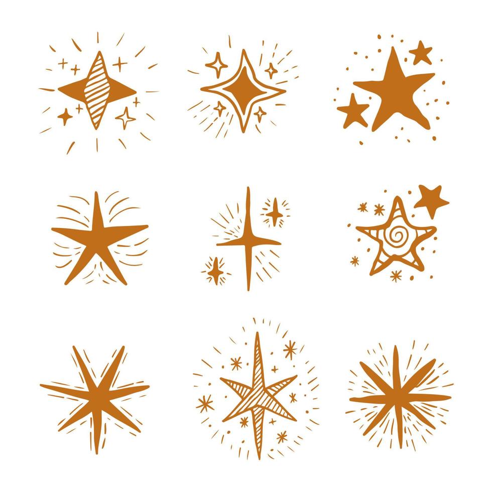 ensemble d'étoiles brillantes d'illustration d'icône de dessin à la main, étoiles scintillantes, étoiles scintillantes vecteur