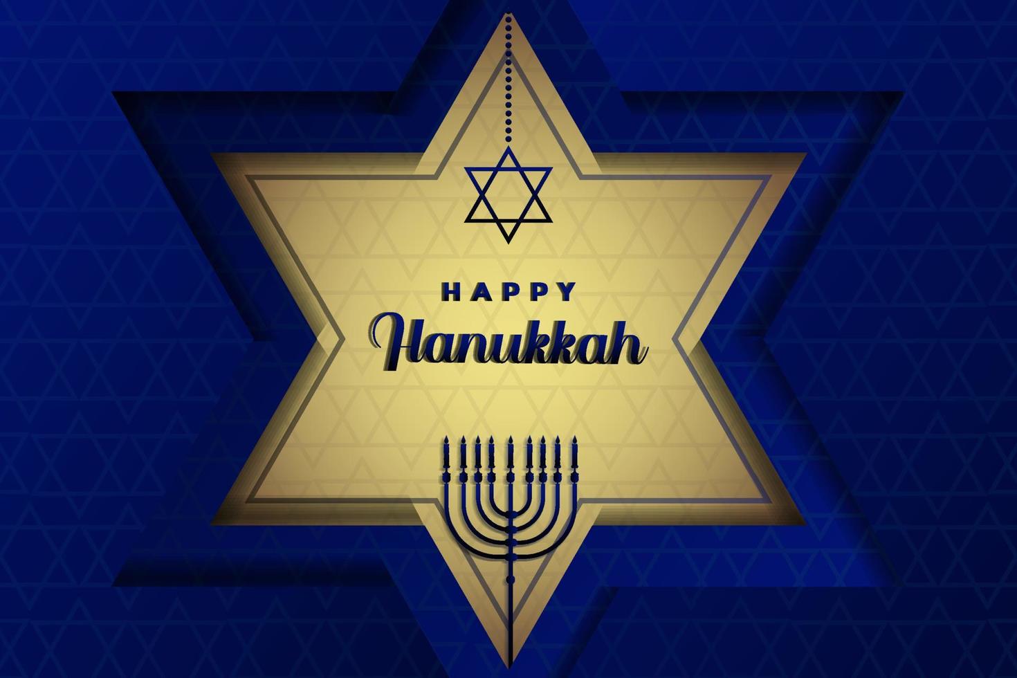 joyeux hanukkah de couleur bleue et dorée. conception de concept de Hanoucca vecteur
