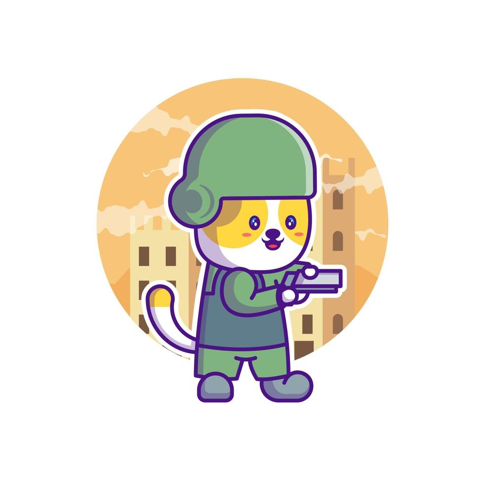 illustration de dessin animé mignon soldat armée mascotte vecteur