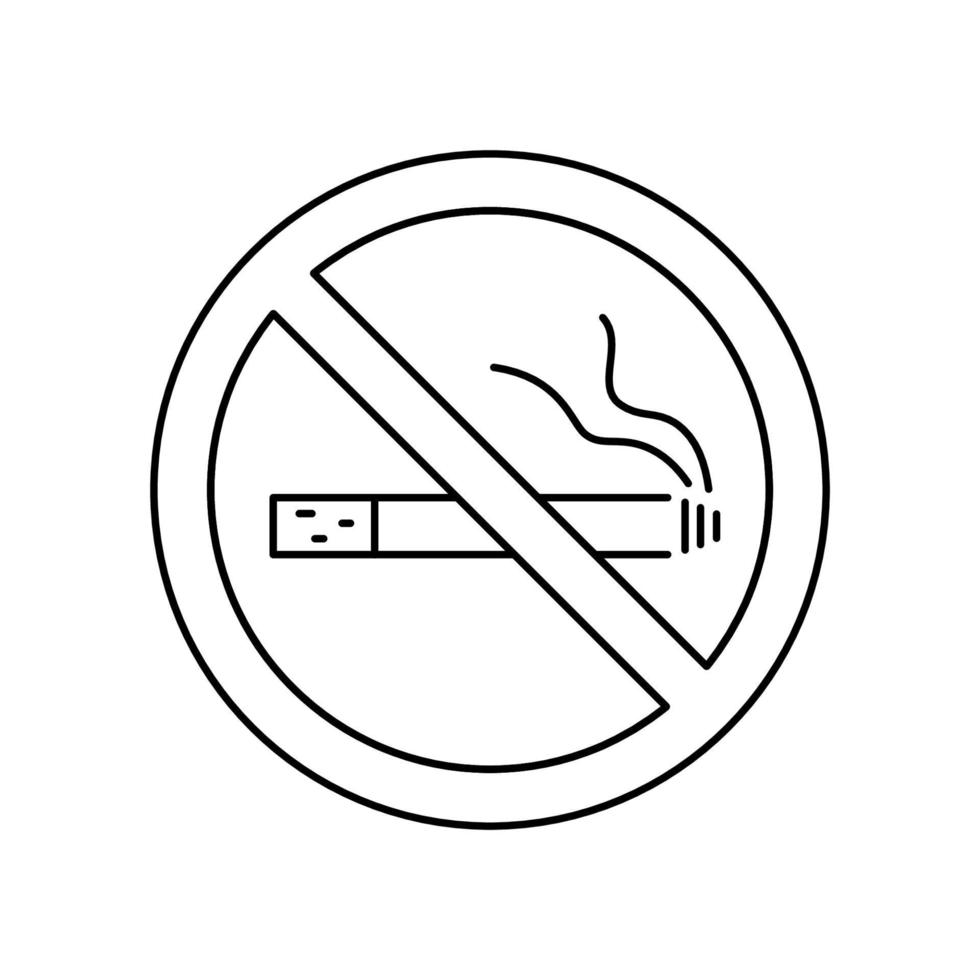 non fumeur, icône de la ligne. arrêter de fumer, signe. symbole interdit. symbole de service hôtelier. icône non fumeur de style linéaire. vecteur