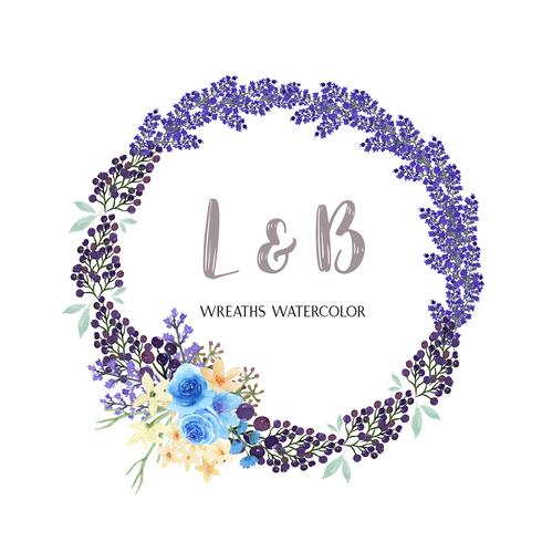 Couronnes aquarelles fleurs peintes à la main avec la bordure de texte, aquarelle de fleurs luxuriantes isolé sur fond blanc. Décor de design pour carte, faites gagner la date, cartes d&#39;invitation de mariage, affiche, bannière. vecteur