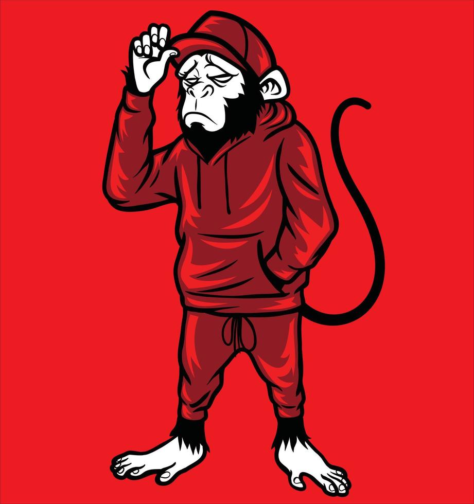 singe porter un chapeau de pantalon de survêtement vecteur
