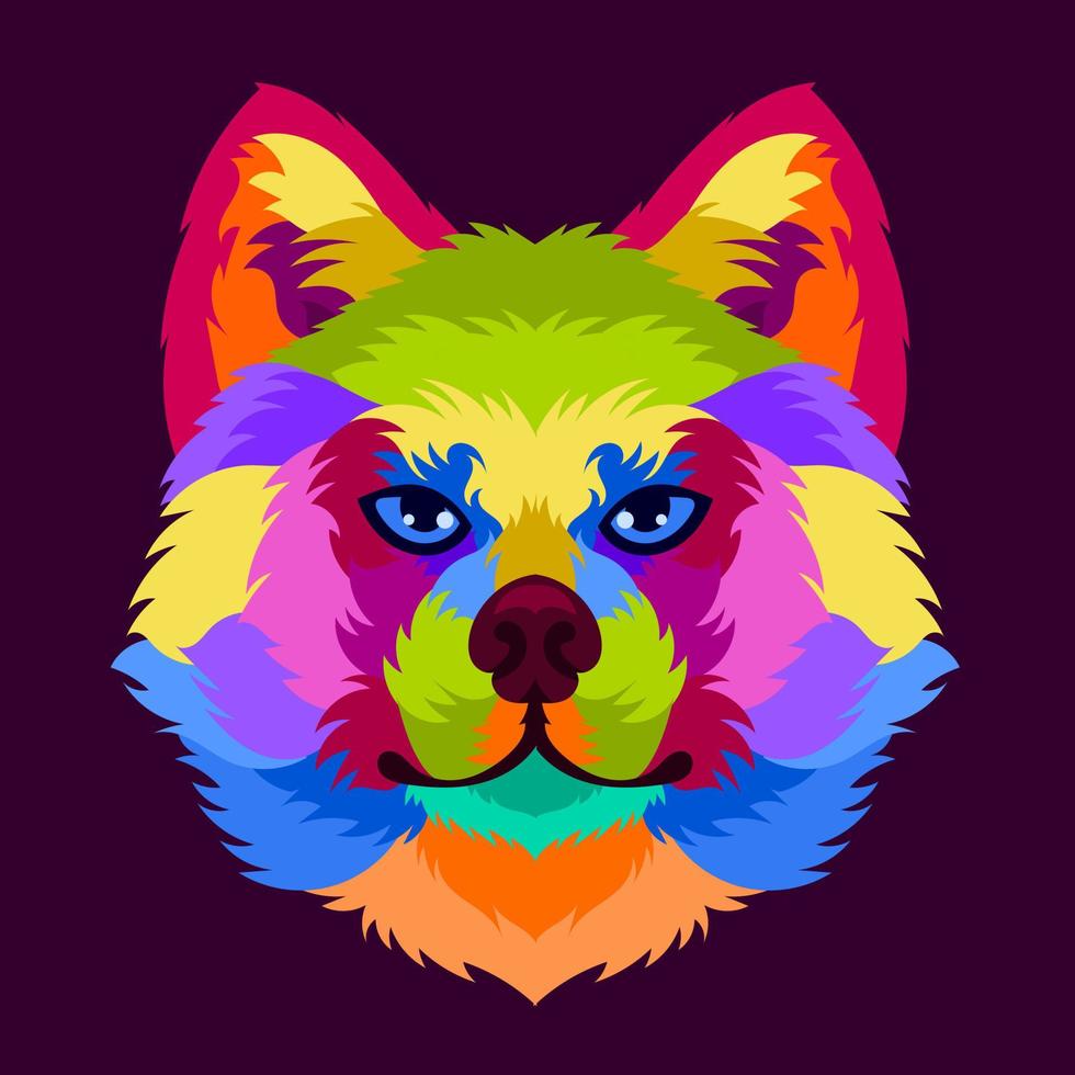 tête de chien coloré illustration avec style pop art vecteur