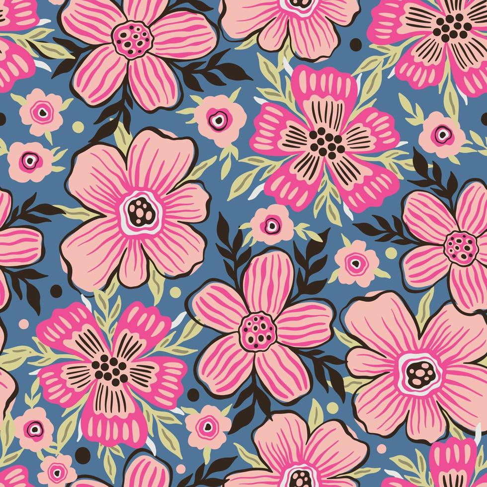 modèle sans couture grand flower.fashion impression de textile.vintage floral design vecteur