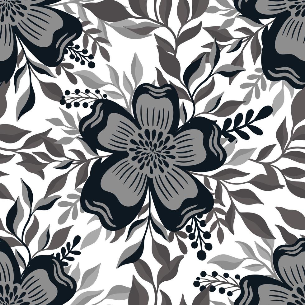 modèle sans couture monochrome flower.elegant floral design.botanical print. impression de mode. vecteur