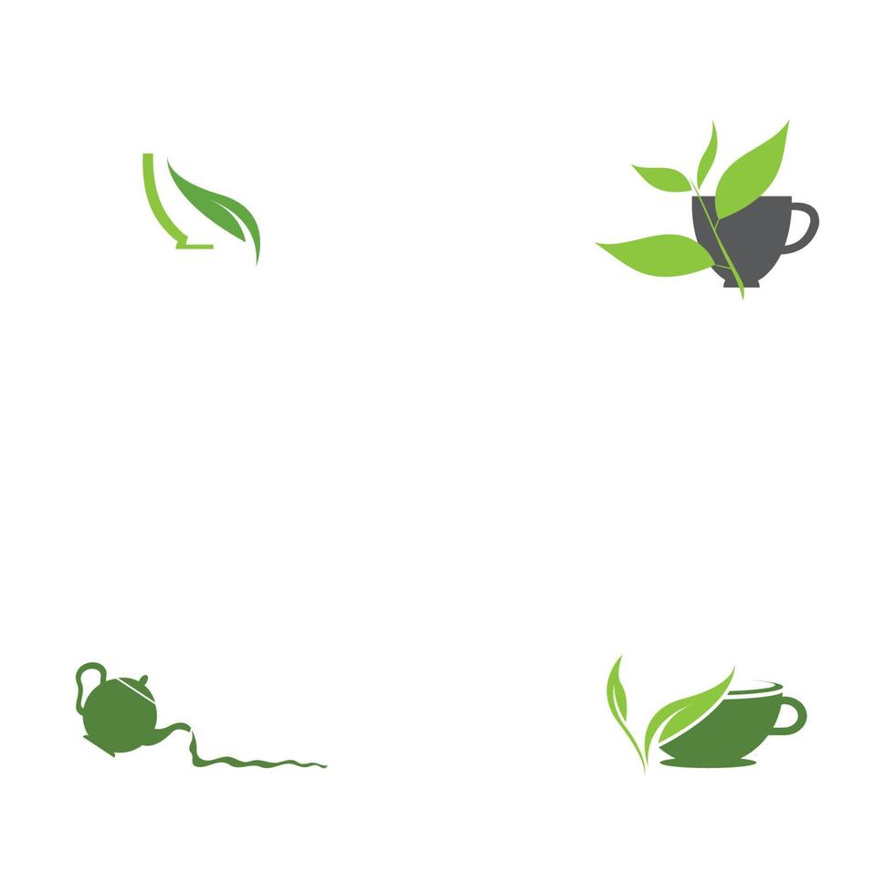 pousses de feuilles tasse de thé bio vert feuille logo symbole idée de conception vecteur