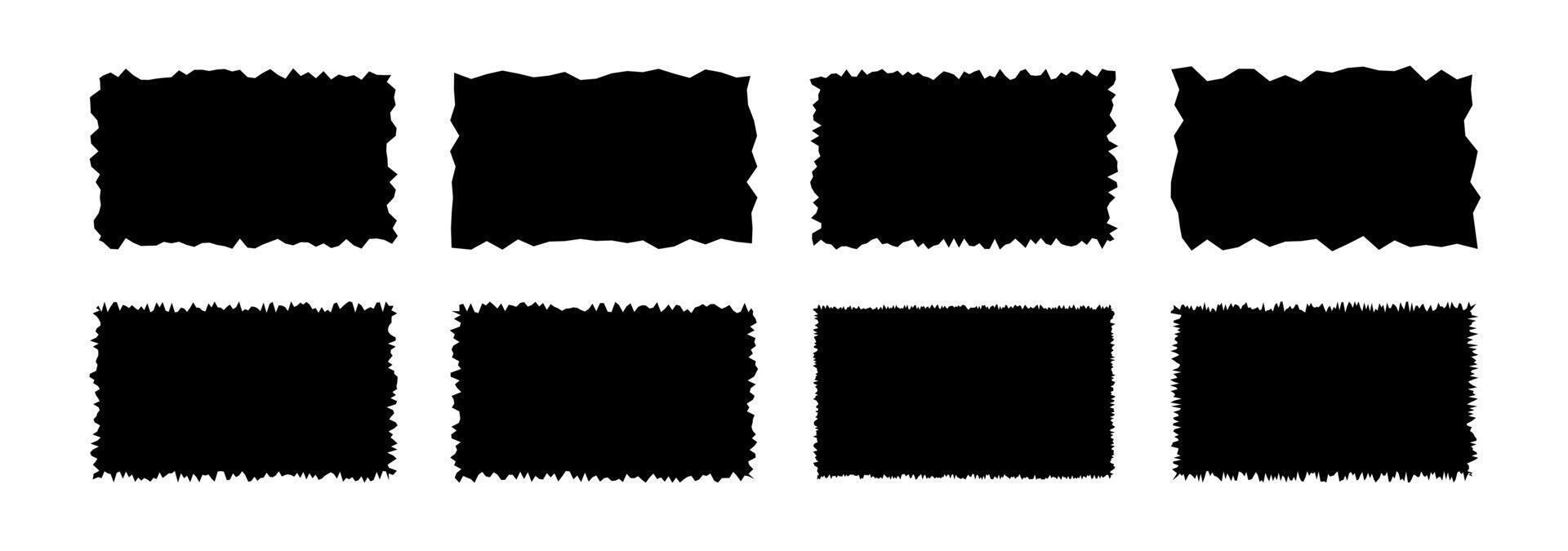 rectangles papier avec grossièrement déchiré bords. déchiqueté géométrique formes pour autocollants, Mots clés et Étiquettes. isolé vecteur illustration sur blanc Contexte.