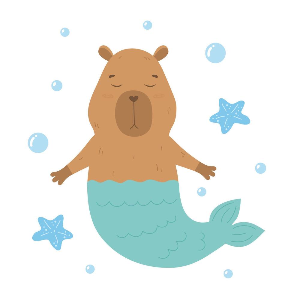 marrant capybara Sirène plongée en dessous de le mer vecteur