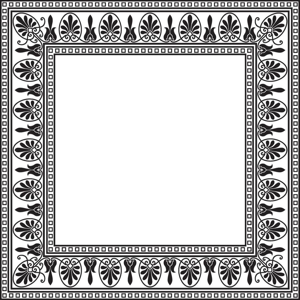 vecteur monochrome noir carré classique grec ornement. européen ornement. frontière, Cadre ancien Grèce, romain Empire