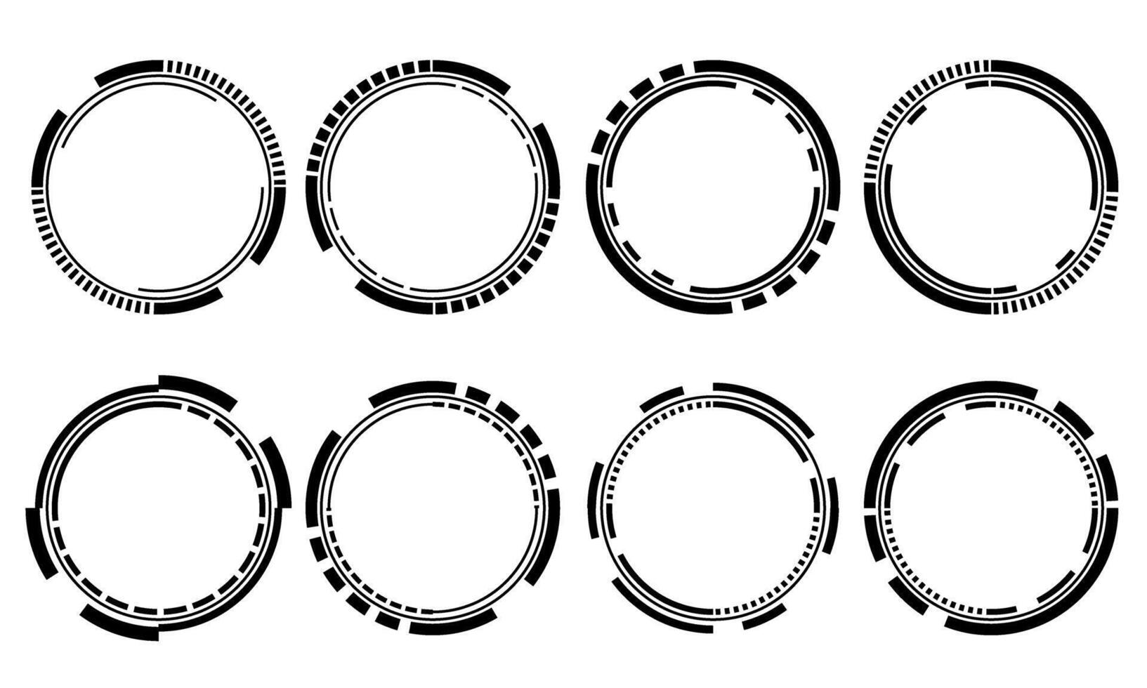 ensemble de sci Fi noir cercle utilisateur interface éléments La technologie futuriste conception moderne Créatif sur blanc Contexte vecteur