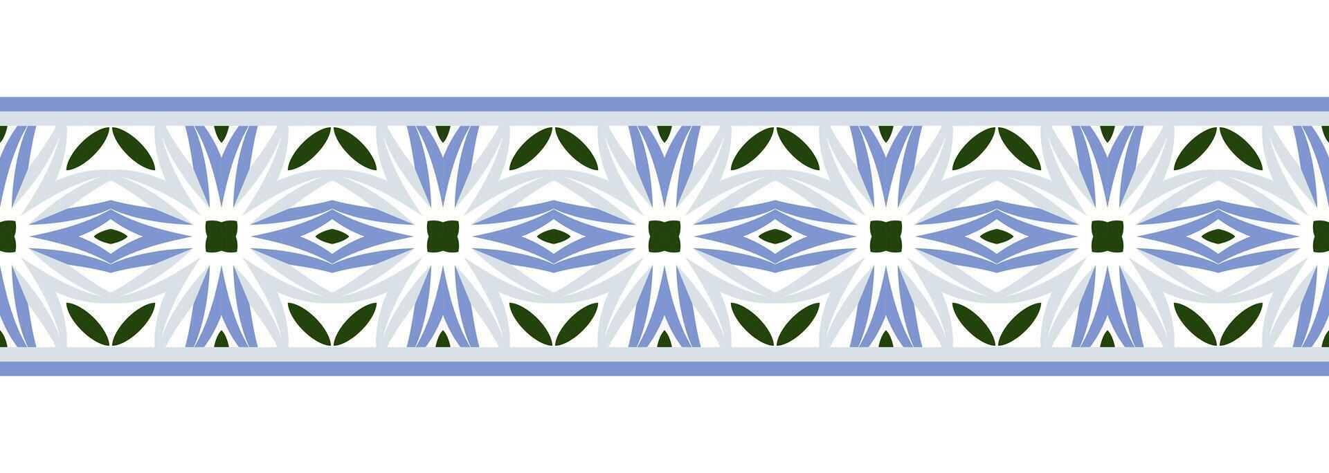 frontière ligne sans couture Contexte. décoratif conception sans couture ornemental mosaïque frontière modèle. islamique, Indien, arabe motifs. abstrait fleur. vecteur illustration