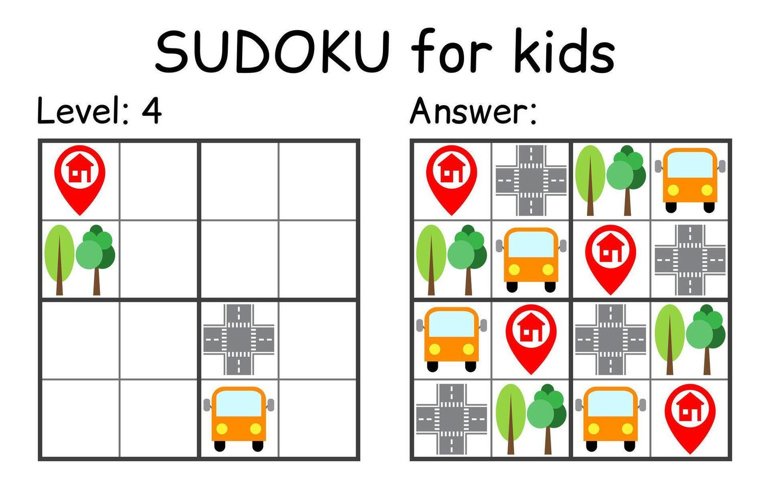 sudoku. des gamins et adulte mathématique mosaïque. des gamins jeu. route thème. la magie carré. logique puzzle jeu. numérique rébus vecteur