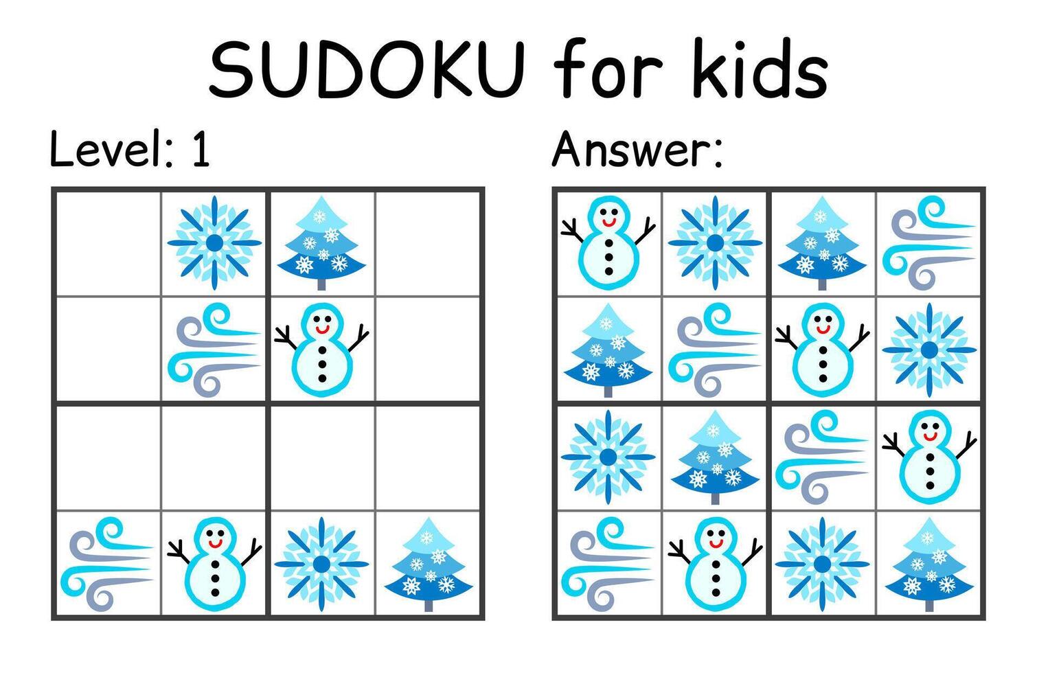 sudoku. des gamins et adulte mathématique mosaïque. des gamins jeu. hiver thème. la magie carré. logique puzzle jeu. numérique rébus vecteur