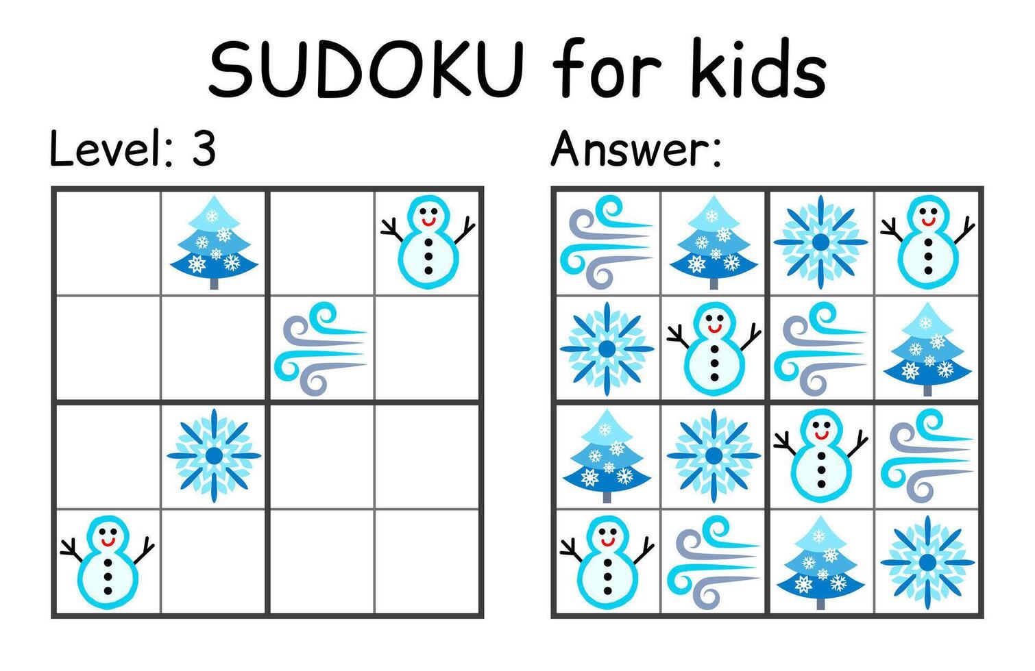 sudoku. des gamins et adulte mathématique mosaïque. des gamins jeu. hiver thème. la magie carré. logique puzzle jeu. numérique rébus vecteur