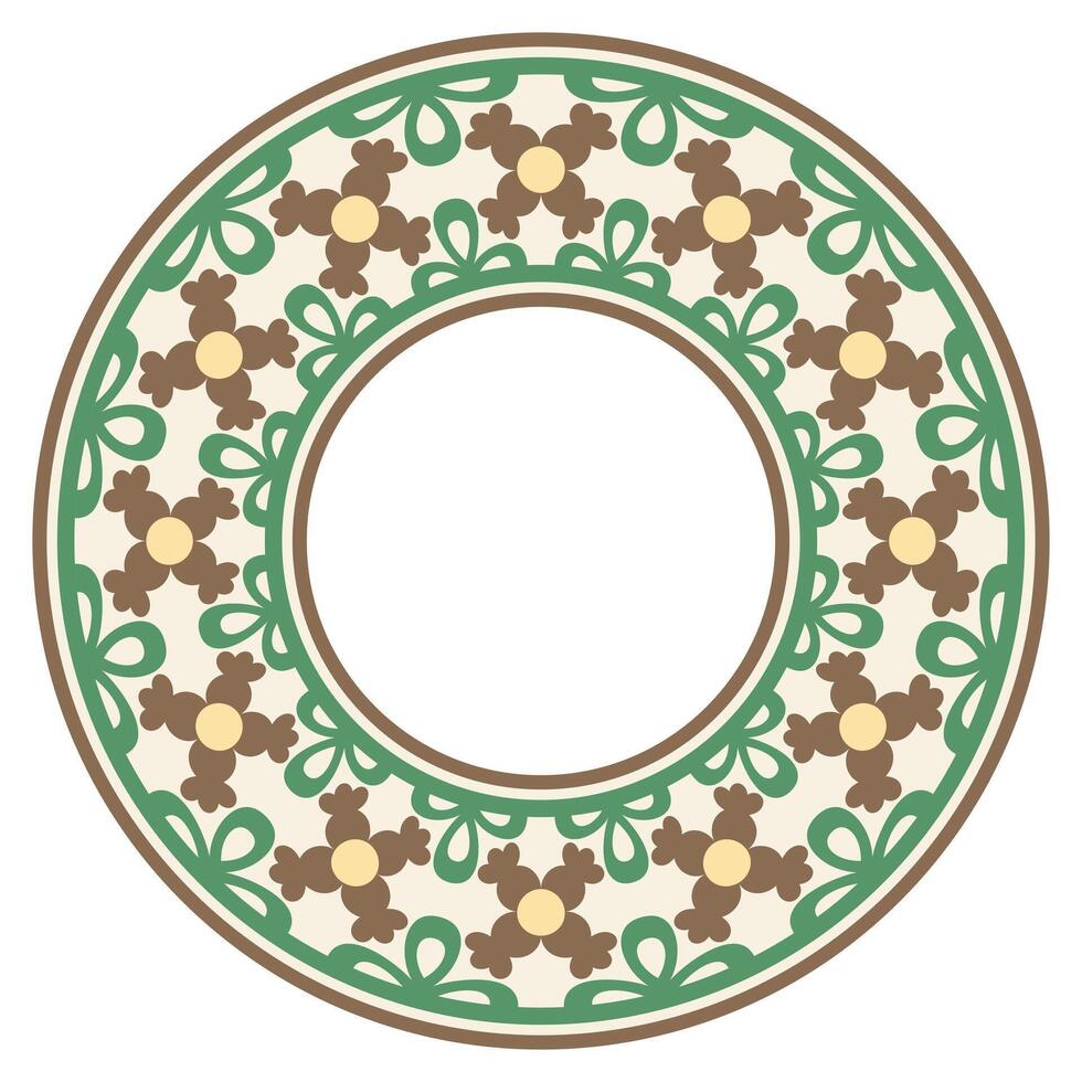 décoratif rond ornement. céramique tuile frontière. modèle pour assiettes ou plats. islamique, Indien, arabe motifs. porcelaine modèle conception. abstrait floral ornement frontière vecteur