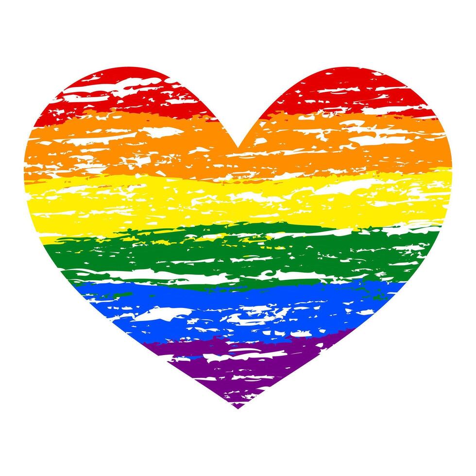 lgbt fierté cœur lesbienne, gay, bisexuel, transgenres. arc en ciel drapeau. lgbtq cœur. gay et lesbienne l'amour. crayon dessin vecteur
