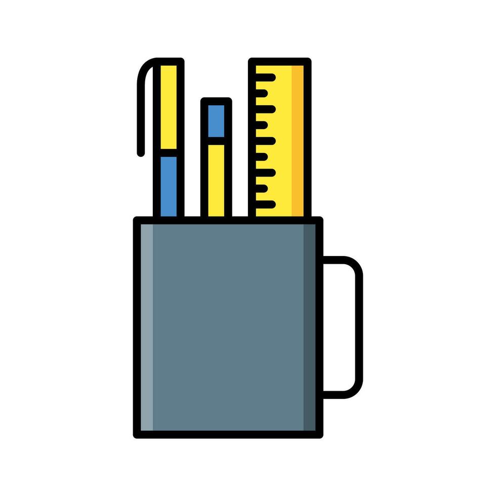 stylo règle icône vecteur ou logo illustration rempli Couleur style