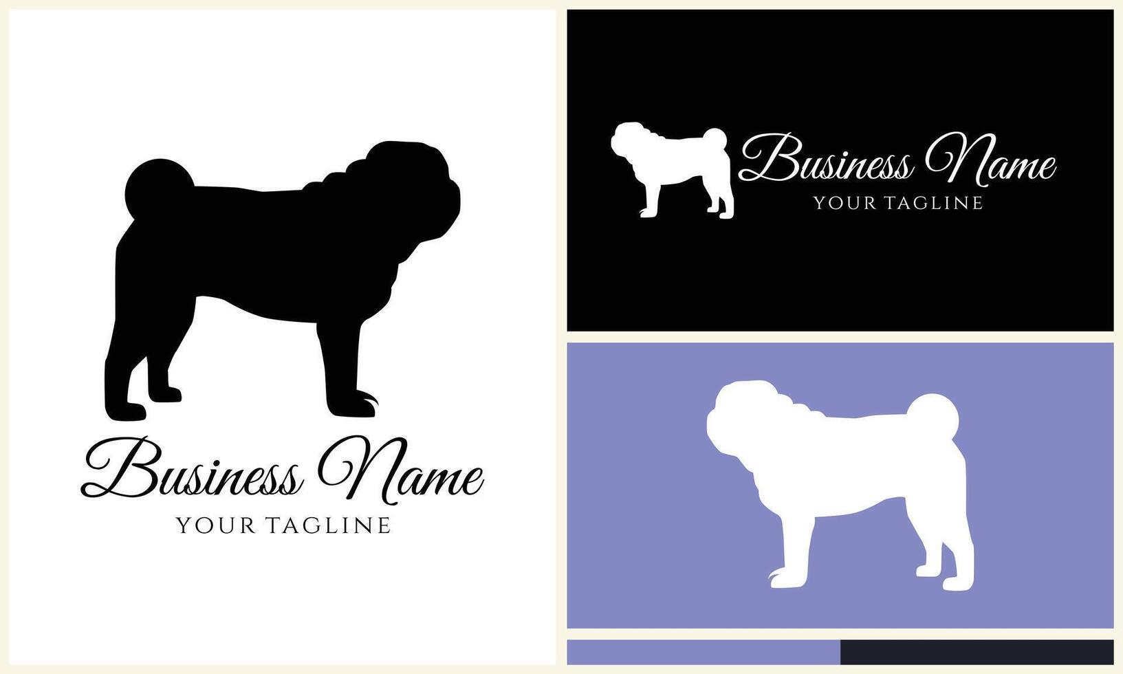 silhouette chien bouledogue logo modèle vecteur