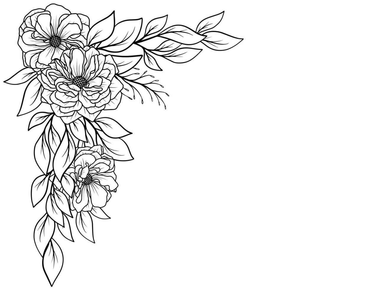 contour Rose fleur bouquet illustration vecteur