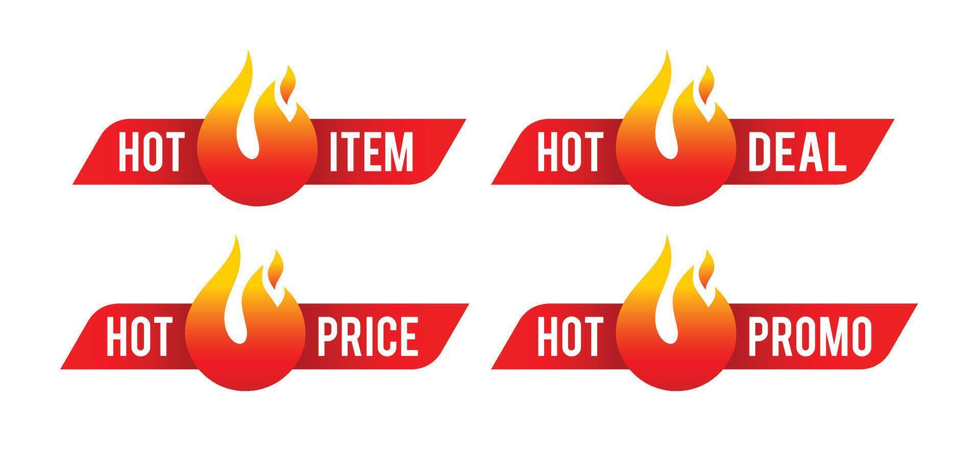 étiquette icône chaud article, accord, prix avec flammes. minimaliste vecteur plat conception