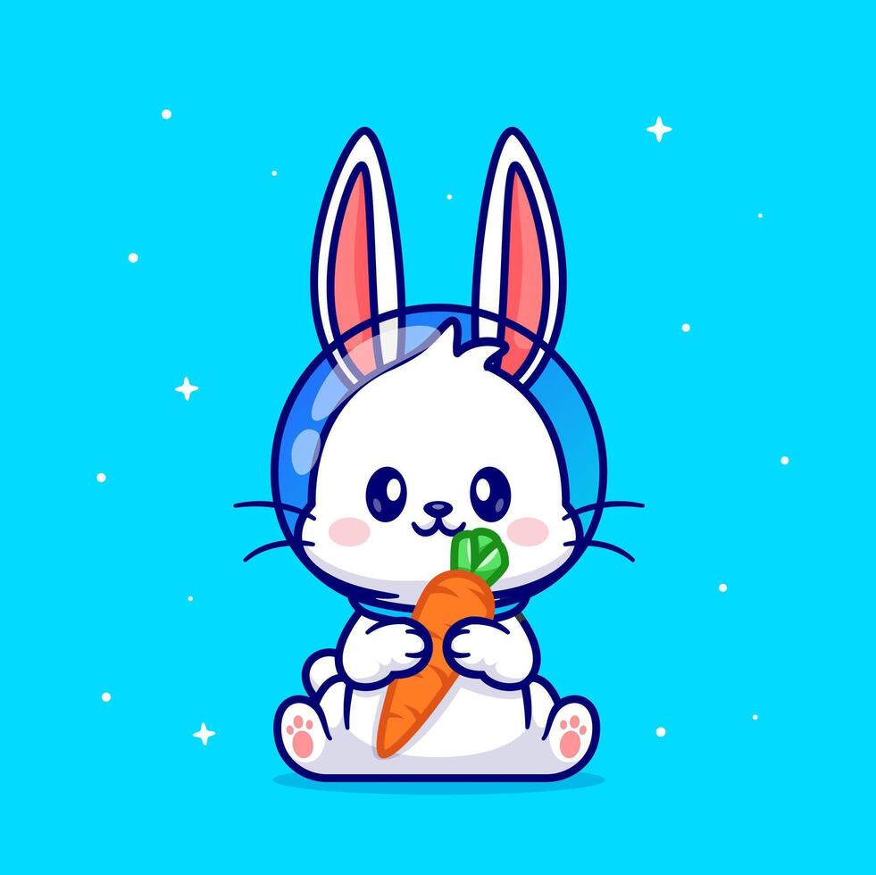 mignonne lapin astronaute en portant carotte dessin animé vecteur icône illustration. animal science icône concept isolé prime vecteur. plat dessin animé style