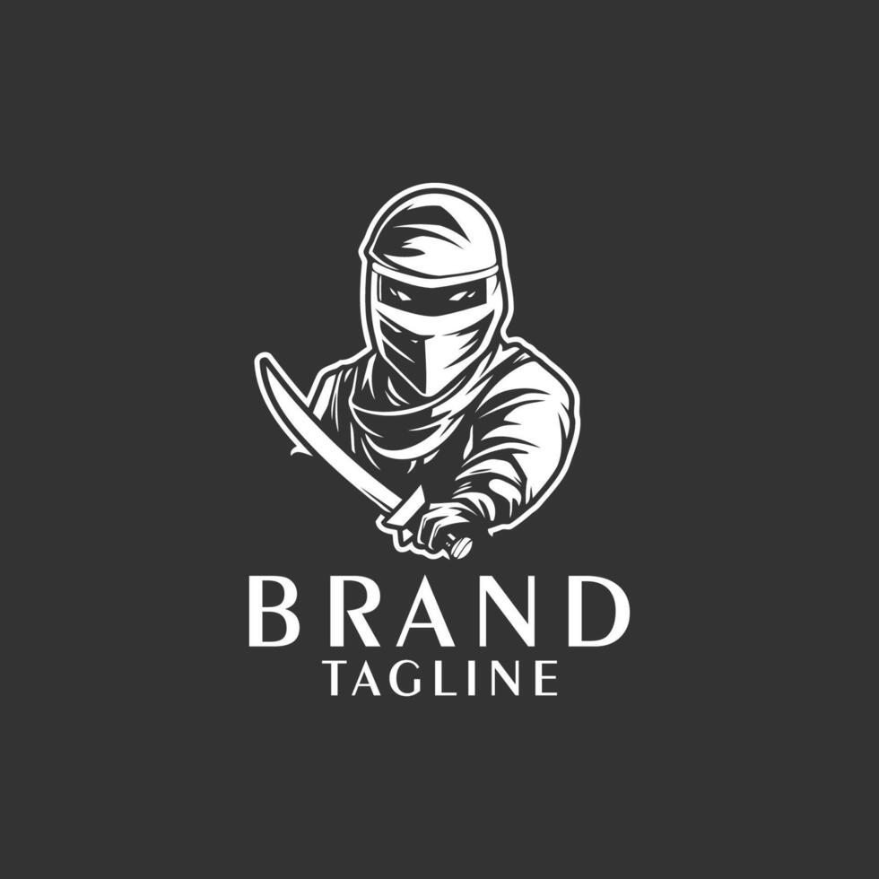 ai généré ninja guerrier logo vecteur noir et blanc ninja personnage logo conception