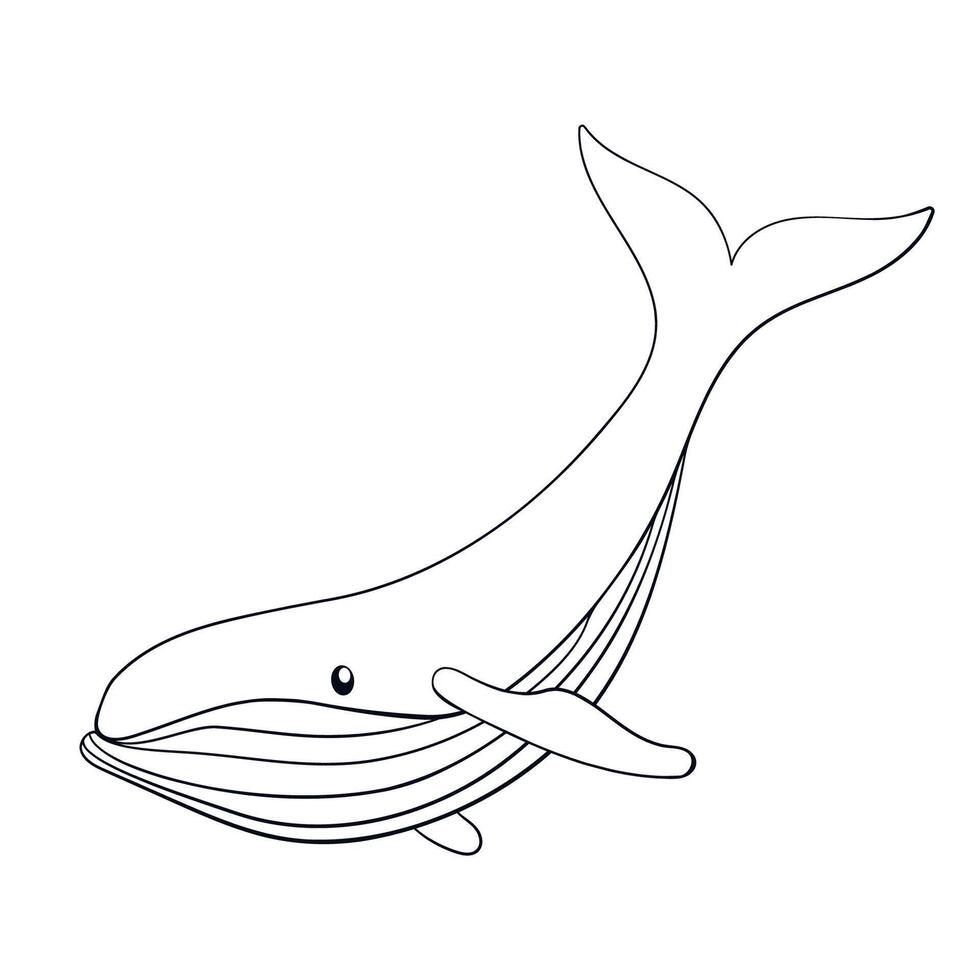 à bosse baleine logo dans ligne art style. sous-marin animal dans main tiré style. vecteur illustration isolé sur une blanc Contexte.