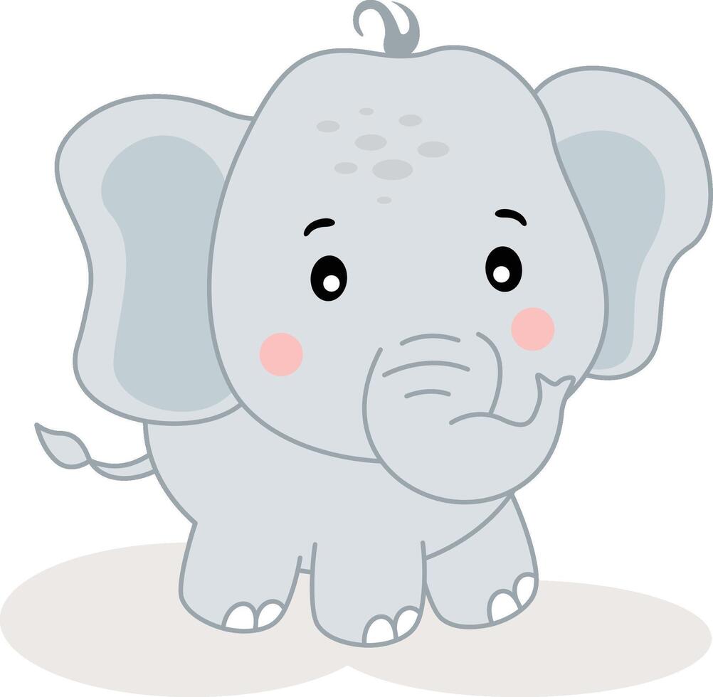 mignonne amical bébé l'éléphant isolé vecteur