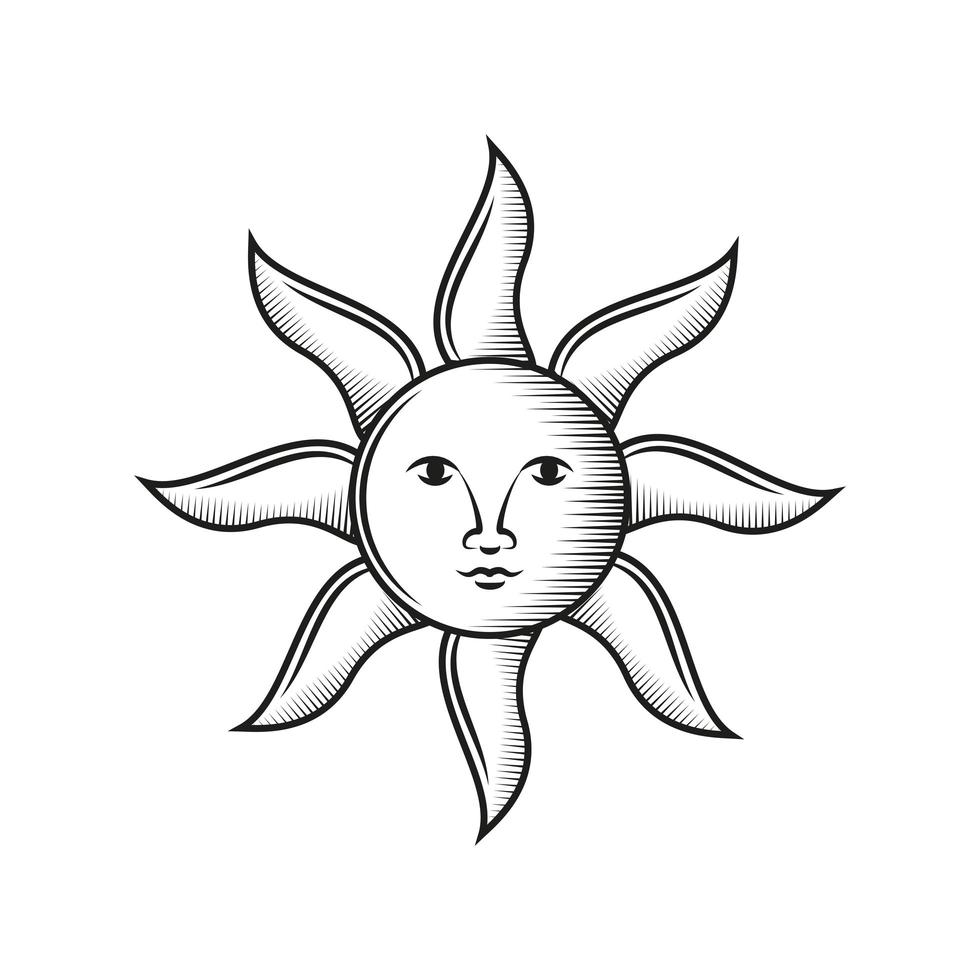 gravure de soleil d'astrologie vecteur