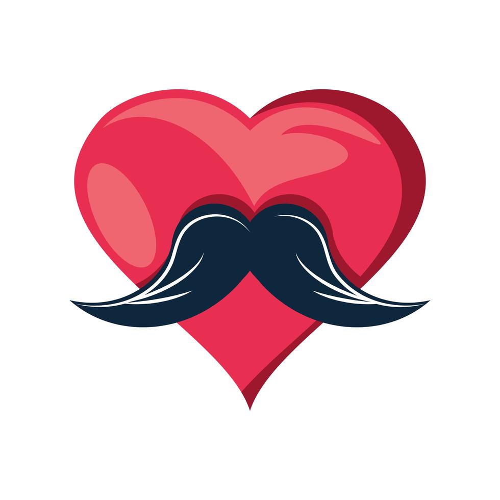 coeur amour moustache vecteur