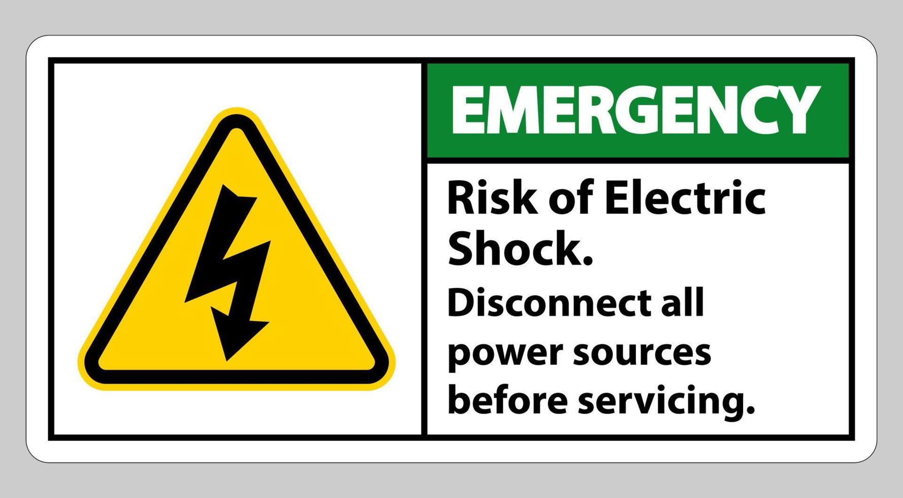 Risque d'urgence de signe de symbole de choc électrique isoler sur fond blanc vecteur