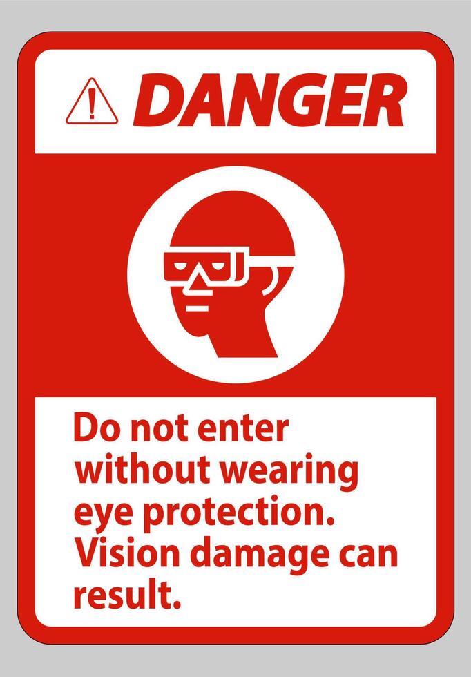 signe de danger n'entrez pas sans porter une protection oculaire, des dommages visuels peuvent en résulter vecteur