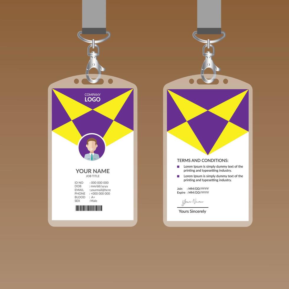 modèle de conception de carte d'identité élégante violet vecteur