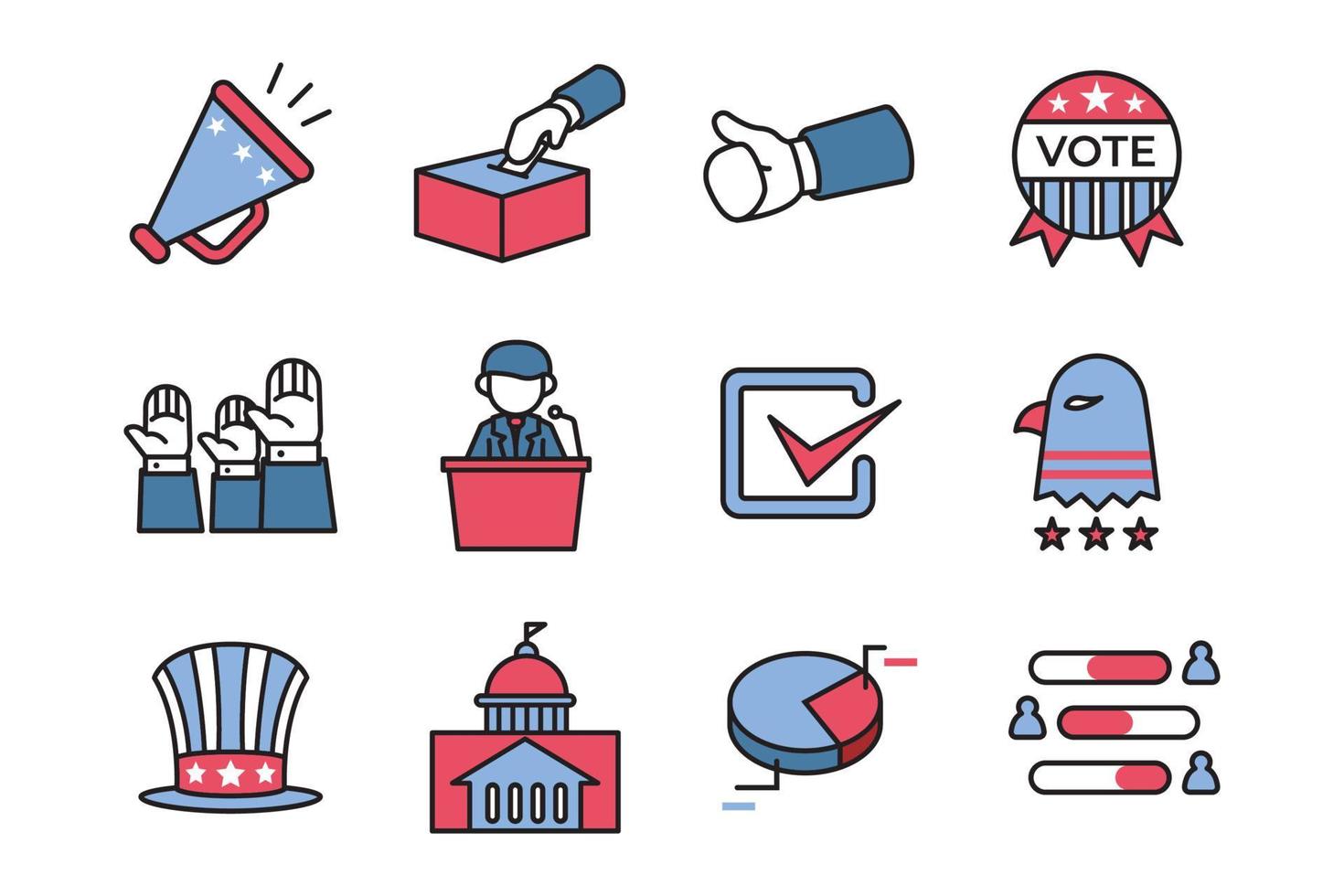 jeu d'icônes des élections américaines vecteur