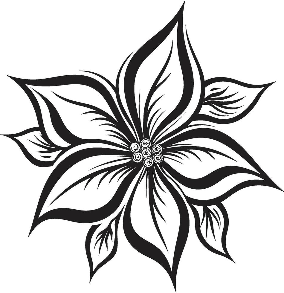 lisse pétale emblème iconique monotone détail élégant fleur symbole noir icône détail vecteur
