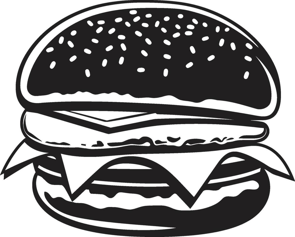 savoureux Burger noir vecteur emblème délicieux Burger essence vecteur icône