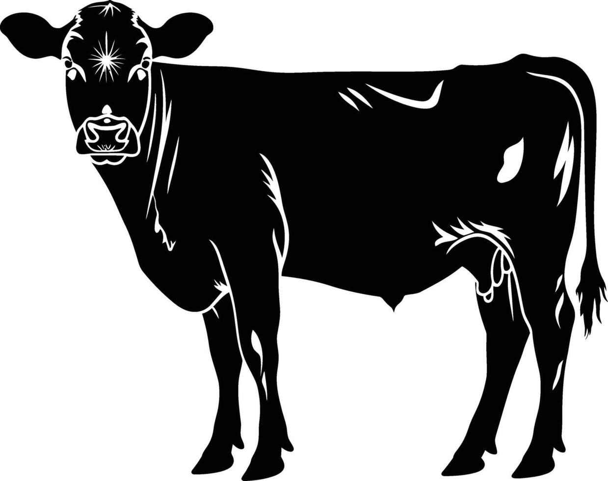 ai généré silhouette vache noir Couleur seulement vecteur