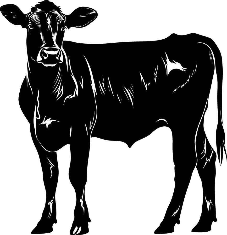 ai généré silhouette vache noir Couleur seulement vecteur