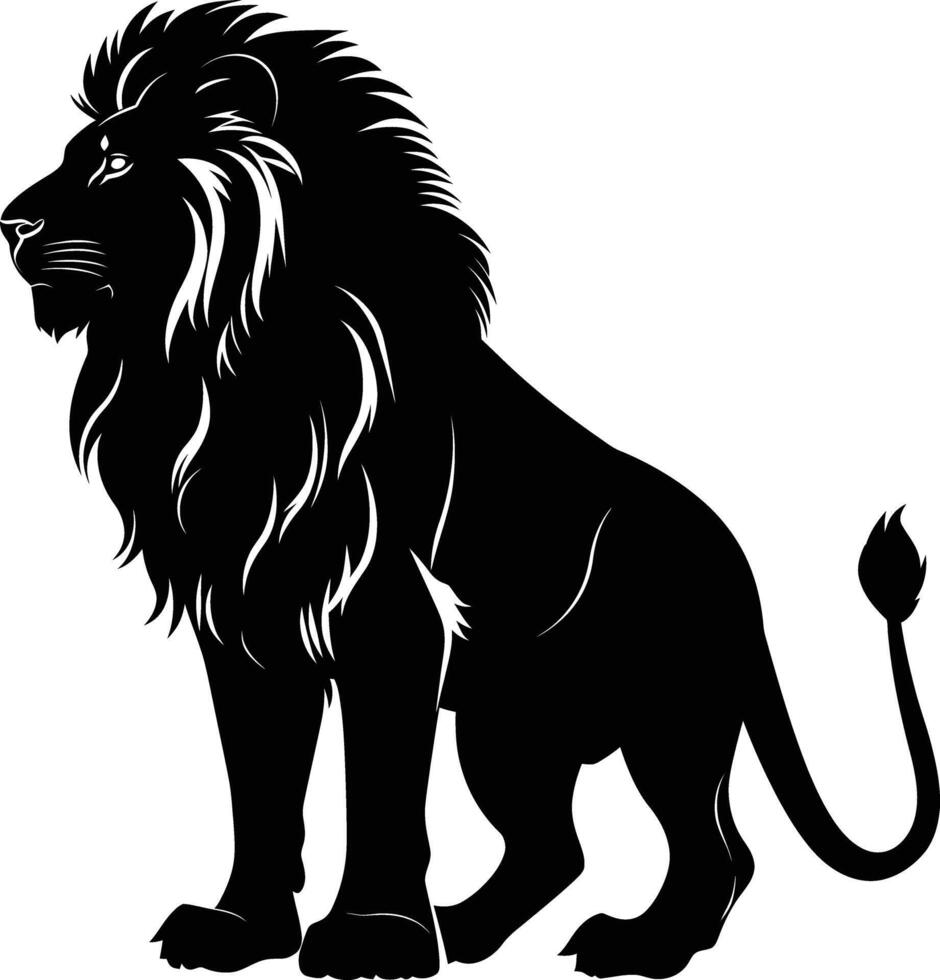 ai généré silhouette Lion noir Couleur seulement vecteur