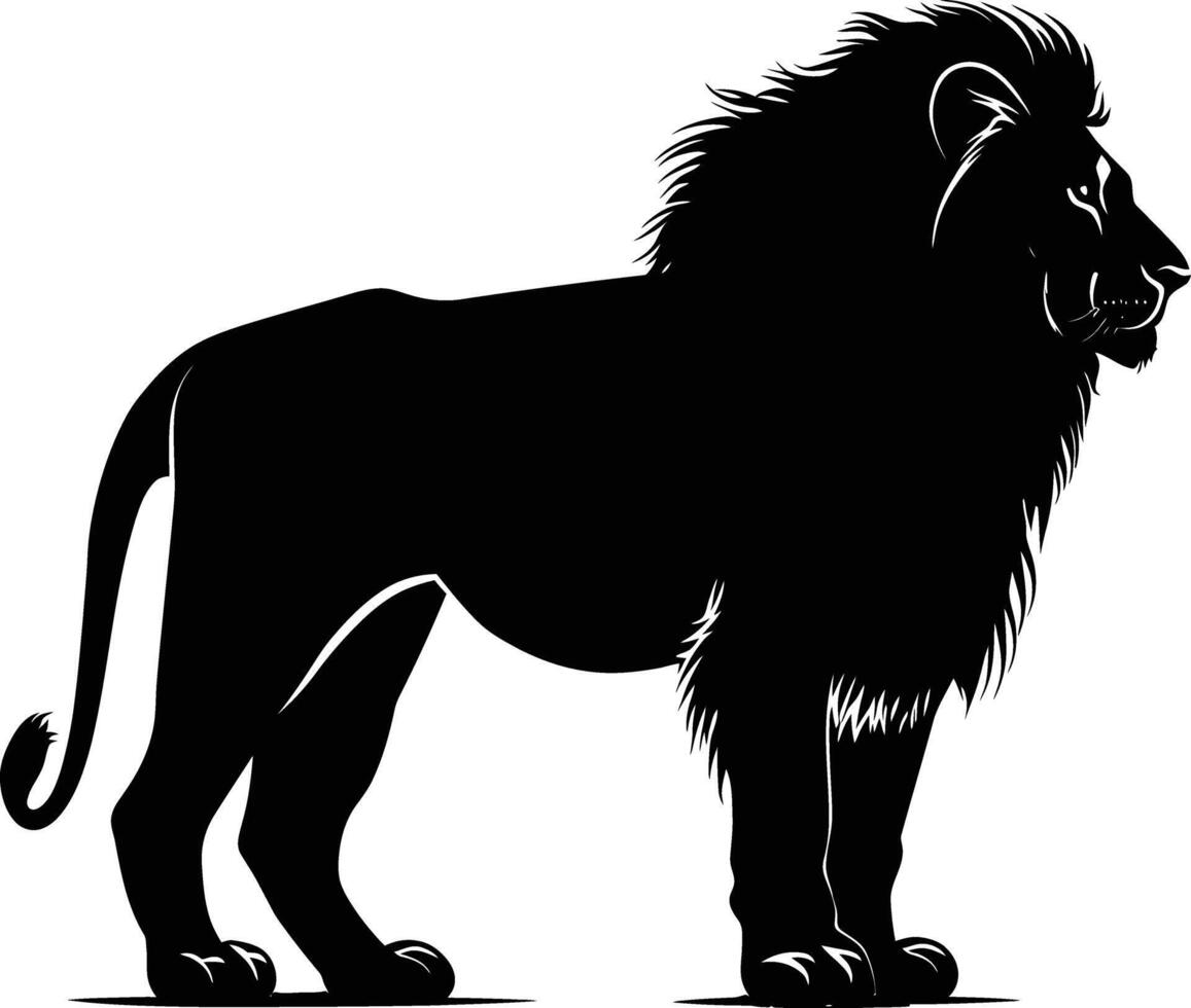 ai généré silhouette Lion noir Couleur seulement vecteur