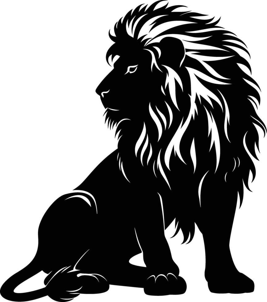 ai généré silhouette Lion noir Couleur seulement vecteur