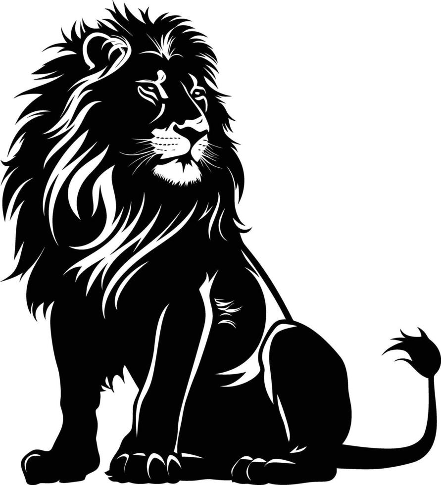 ai généré silhouette Lion noir Couleur seulement vecteur