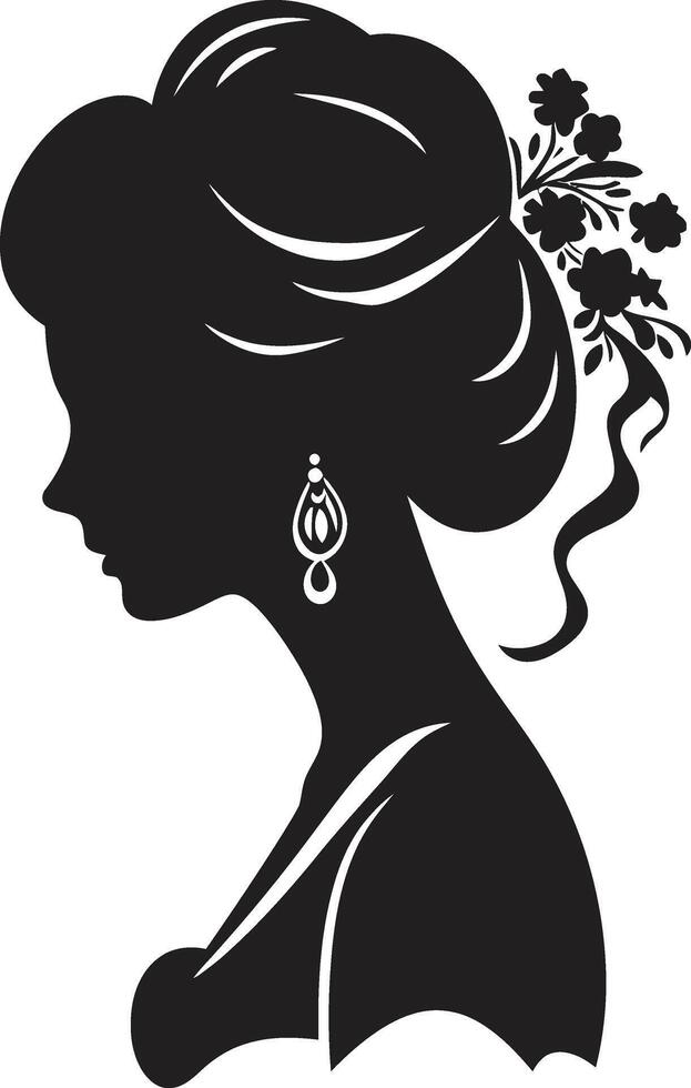 radiant de mariée portrait noir logo les mariées essence noir vecteur emblème