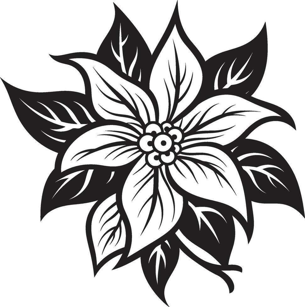 gracieux floral élégance noir emblème minimaliste Floraison vecteur iconique symbole