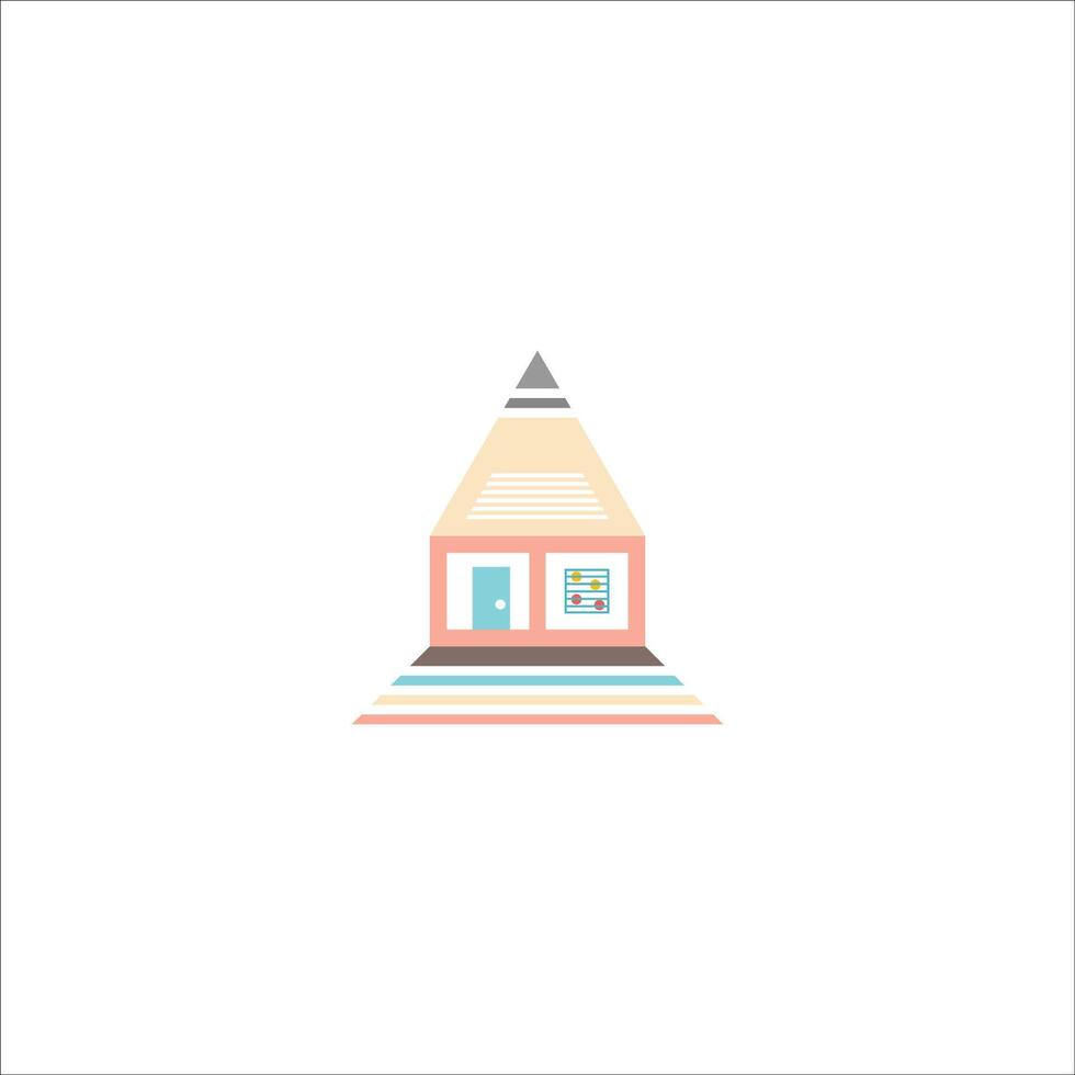 crayon maison logo conception. facile à changement couleurs. vecteur