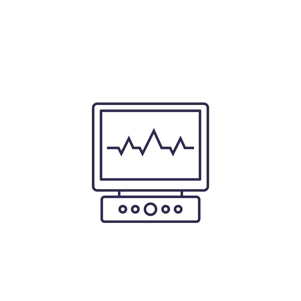 ecg, icône de ligne de vecteur d'électrocardiogramme