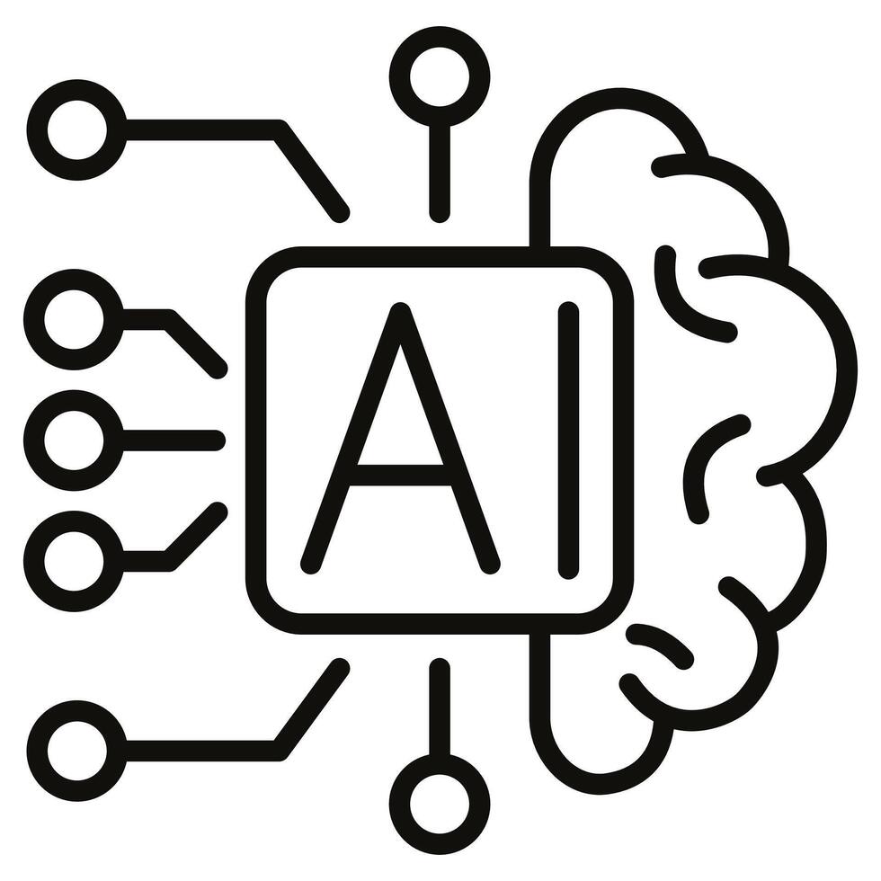 artificiel intelligence icône ligne vecteur illustration