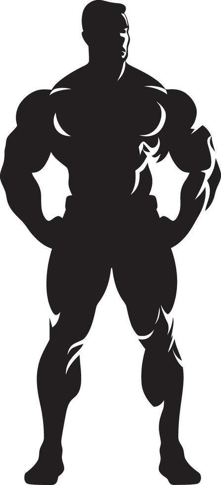 solide force culturistes noir vecteur symbole graphite physique plein corps vecteur logo art