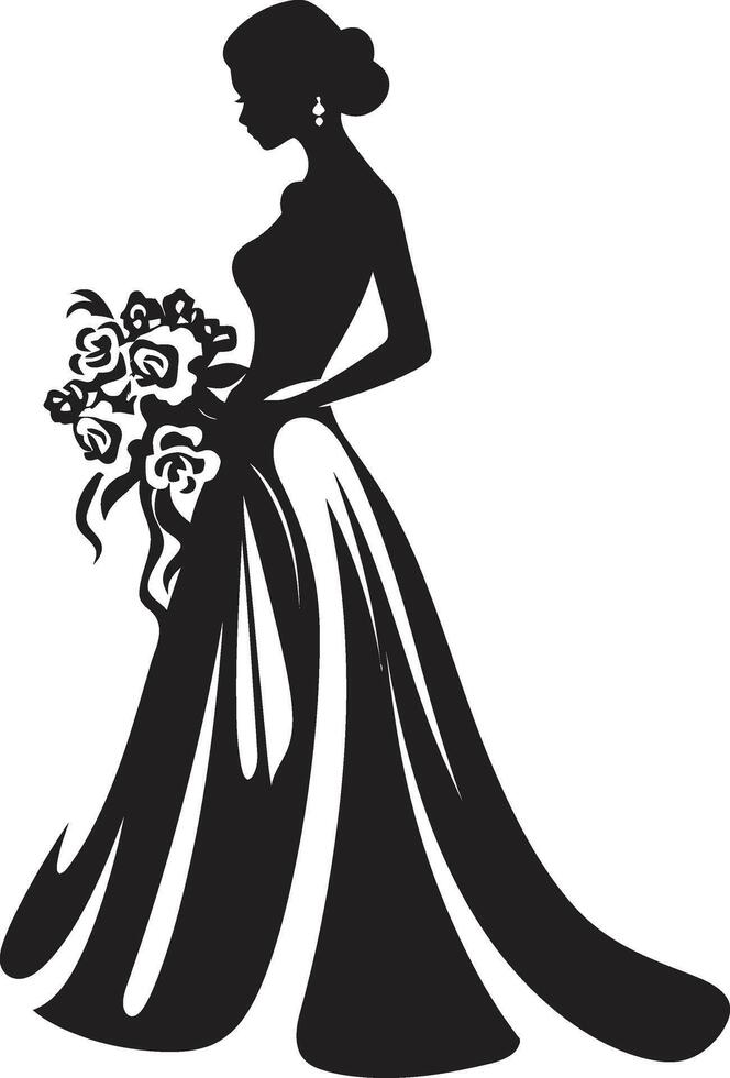 enchanteur matrimonial élégance la mariée élégant de mariée beauté noir vecteur emblème